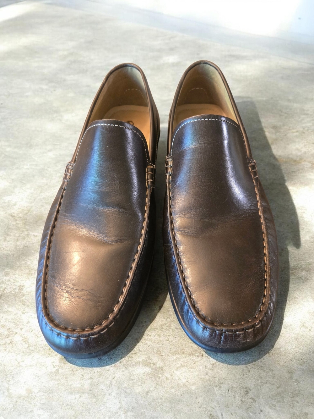 Ecco Men's Classic Moc 2.0 Coffee Brown Leather Slip-On Loafers Sz 11